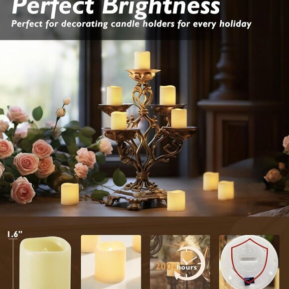 Premium Holiday floating candle lights Led Tea Candle Light Flameless  (12 pack) - Picture 6 of 14